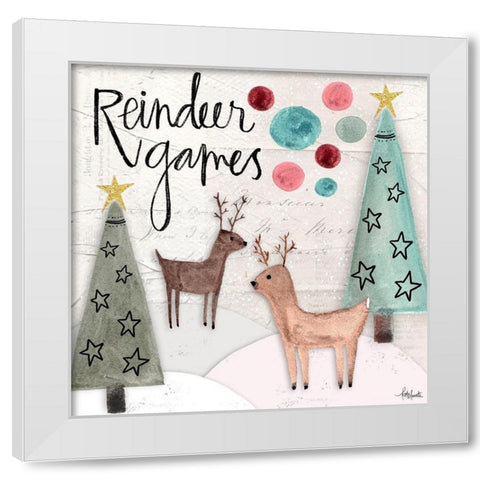 Reindeer Games White Modern Wood Framed Art Print by Doucette, Katie