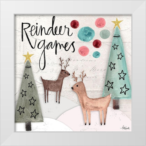 Reindeer Games White Modern Wood Framed Art Print by Doucette, Katie