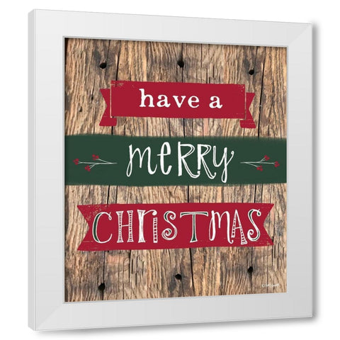Merry Christmas White Modern Wood Framed Art Print by Doucette, Katie
