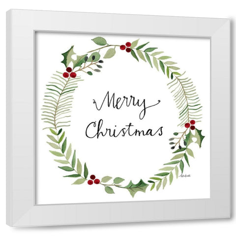 Merry Christmas Wreath White Modern Wood Framed Art Print by Doucette, Katie
