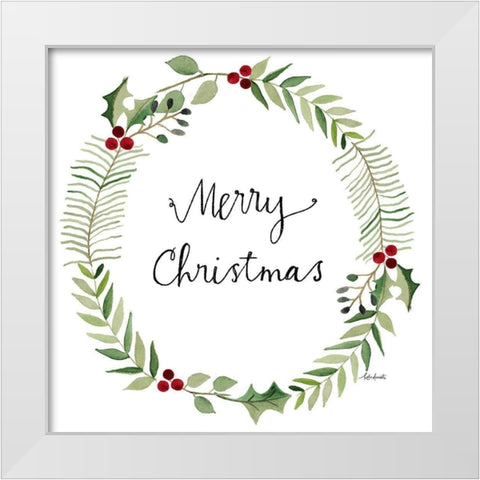 Merry Christmas Wreath White Modern Wood Framed Art Print by Doucette, Katie