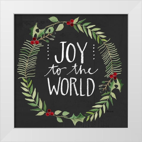 Joy to the World Wreath White Modern Wood Framed Art Print by Doucette, Katie