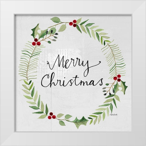 Merry Christmas Wreath White Modern Wood Framed Art Print by Doucette, Katie