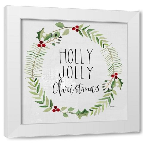 Holly Jolly Christmas White Modern Wood Framed Art Print by Doucette, Katie