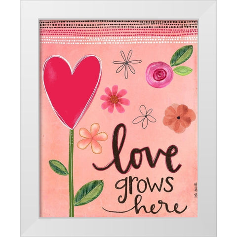 Love Grows Here White Modern Wood Framed Art Print by Doucette, Katie