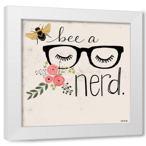 Bee a Nerd White Modern Wood Framed Art Print by Doucette, Katie