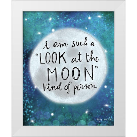Look at the Moon White Modern Wood Framed Art Print by Doucette, Katie