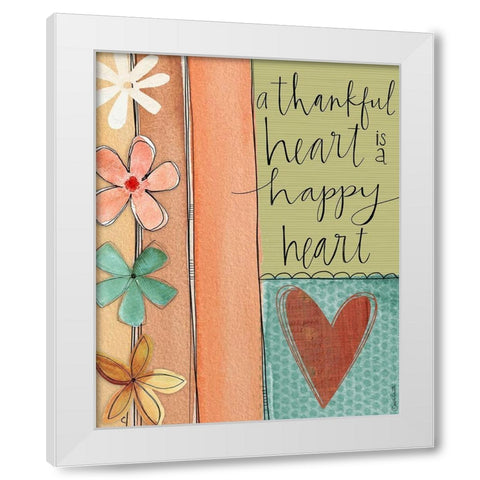 Thankful Heart White Modern Wood Framed Art Print by Doucette, Katie