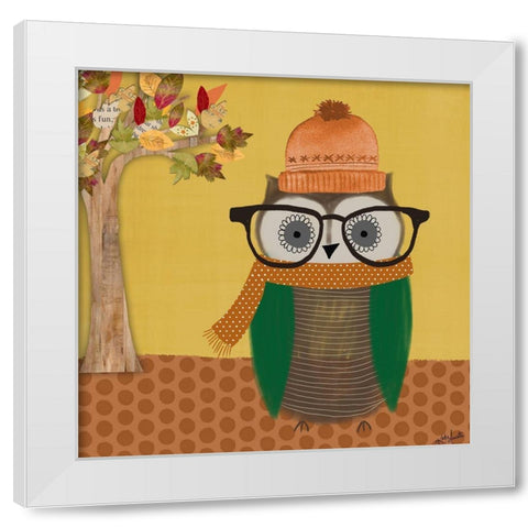 Autumn Owl White Modern Wood Framed Art Print by Doucette, Katie