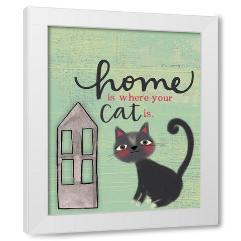 Home Cat White Modern Wood Framed Art Print by Doucette, Katie