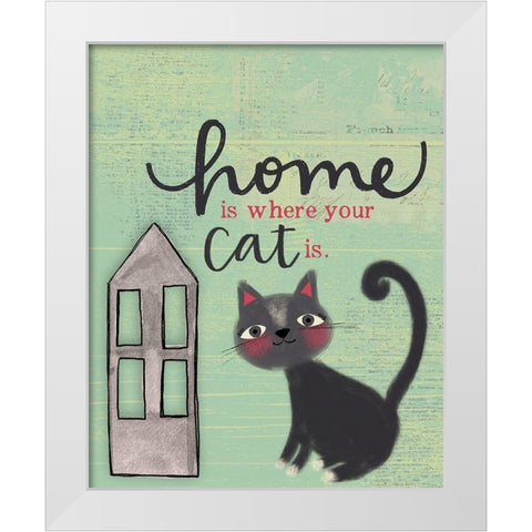 Home Cat White Modern Wood Framed Art Print by Doucette, Katie