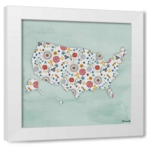 Floral America White Modern Wood Framed Art Print by Doucette, Katie