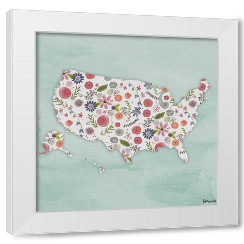 America Floral White Modern Wood Framed Art Print by Doucette, Katie