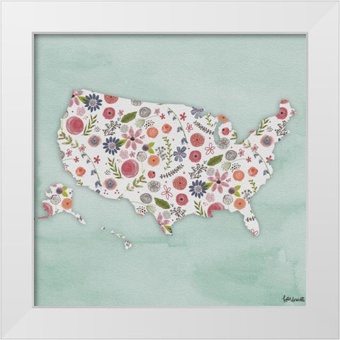 America Floral White Modern Wood Framed Art Print by Doucette, Katie