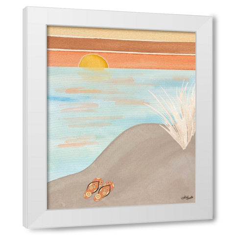 Flip Flops at Sunset White Modern Wood Framed Art Print by Doucette, Katie