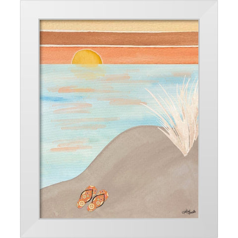 Flip Flops at Sunset White Modern Wood Framed Art Print by Doucette, Katie