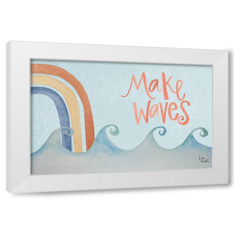 Make Waves Rainbow White Modern Wood Framed Art Print by Doucette, Katie