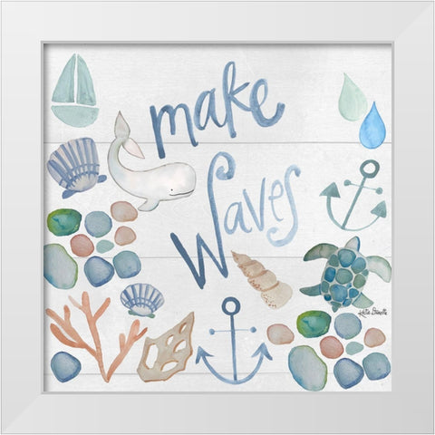 Make Waves White Modern Wood Framed Art Print by Doucette, Katie