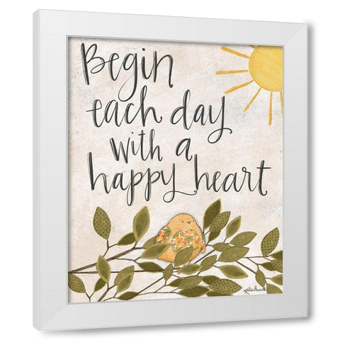 Happy Heart White Modern Wood Framed Art Print by Doucette, Katie