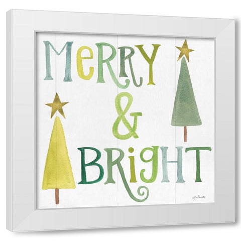 Merry and Bright White Modern Wood Framed Art Print by Doucette, Katie