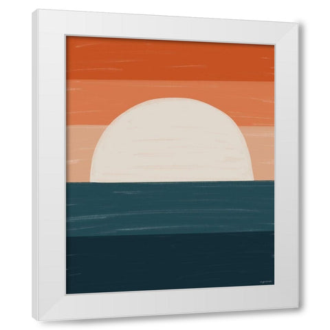 Teal Orange Sunset White Modern Wood Framed Art Print by Brown, Kyra