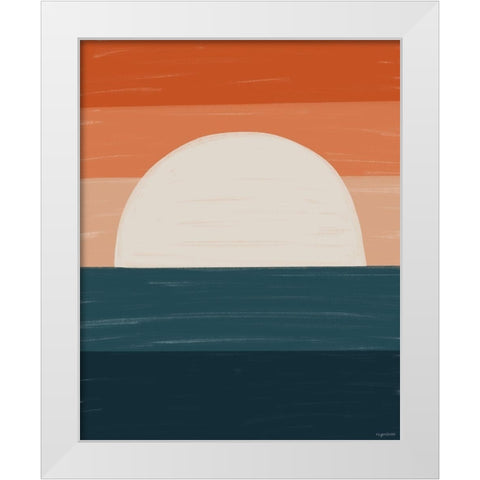 Teal Orange Sunset White Modern Wood Framed Art Print by Brown, Kyra