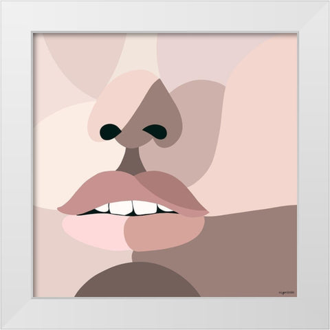 Neutral Face White Modern Wood Framed Art Print by Brown, Kyra