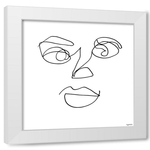 Line Face White Modern Wood Framed Art Print by Brown, Kyra