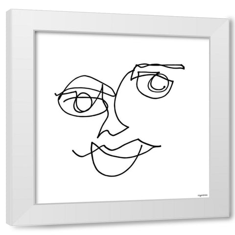 Line Face II White Modern Wood Framed Art Print by Brown, Kyra