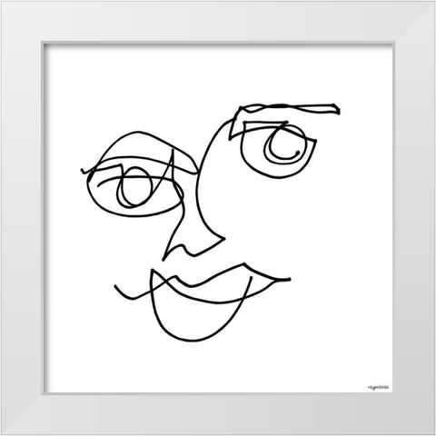 Line Face II White Modern Wood Framed Art Print by Brown, Kyra