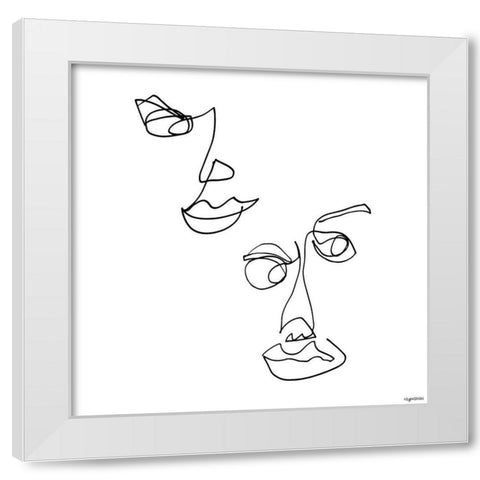 Line Faces White Modern Wood Framed Art Print by Brown, Kyra