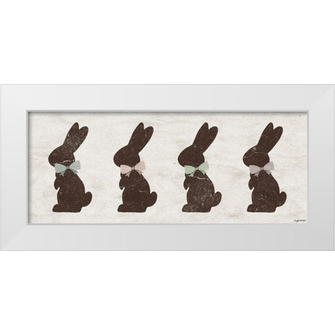 Choco Bunnies White Modern Wood Framed Art Print by Brown, Kyra