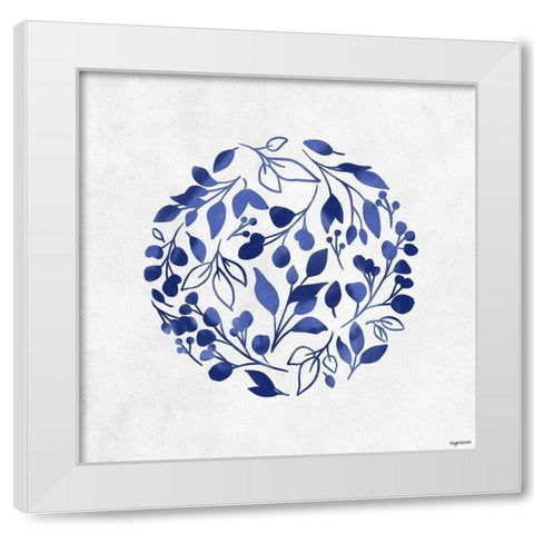 Blue Floral White Modern Wood Framed Art Print by Brown, Kyra