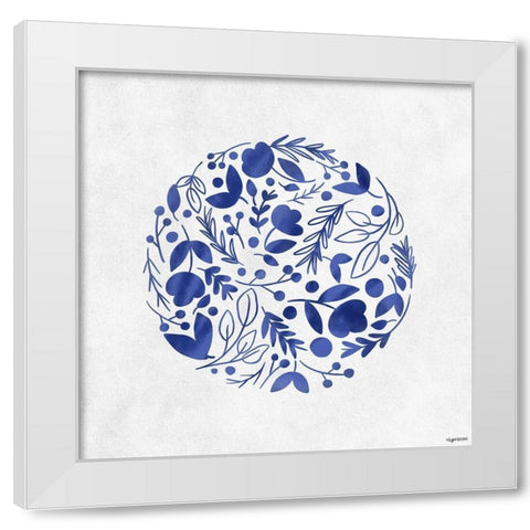 Blue Floral II White Modern Wood Framed Art Print by Brown, Kyra