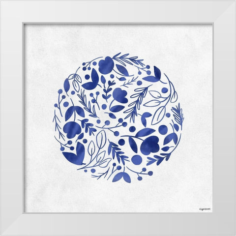Blue Floral II White Modern Wood Framed Art Print by Brown, Kyra