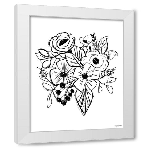 Flower Sketch White Modern Wood Framed Art Print by Brown, Kyra