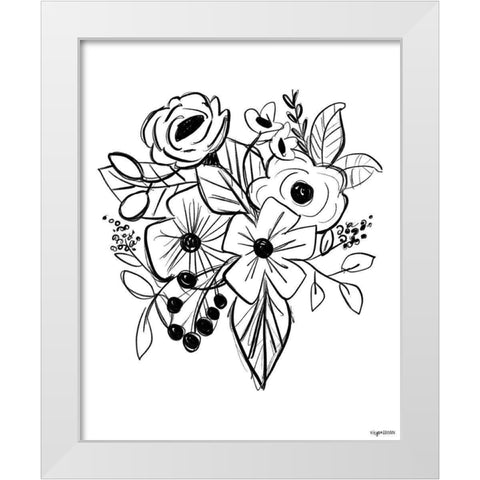 Flower Sketch White Modern Wood Framed Art Print by Brown, Kyra