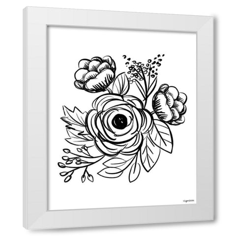 Flower Sketch II White Modern Wood Framed Art Print by Brown, Kyra