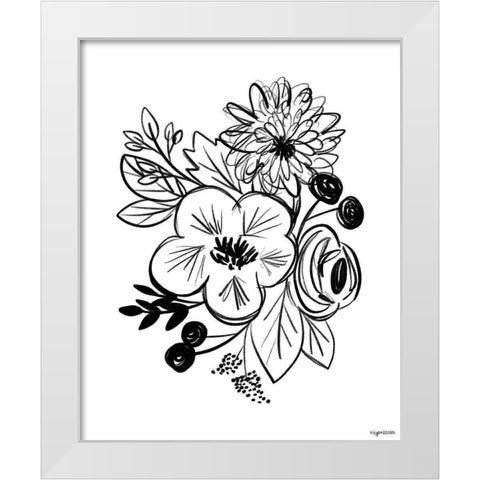 Flower Sketch III White Modern Wood Framed Art Print by Brown, Kyra
