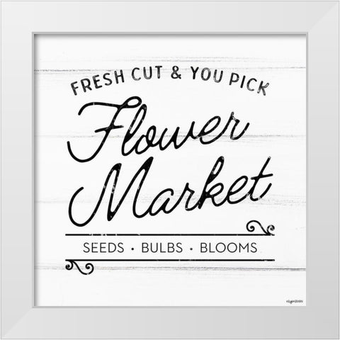Flower Market White Modern Wood Framed Art Print by Brown, Kyra