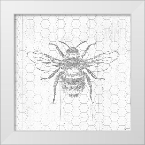 Grey Bee White Modern Wood Framed Art Print by Brown, Kyra