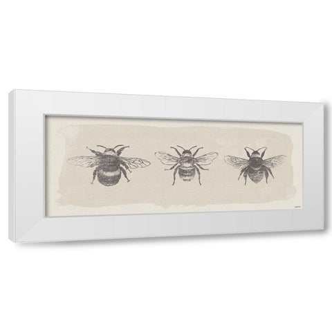 Three Bees White Modern Wood Framed Art Print by Brown, Kyra