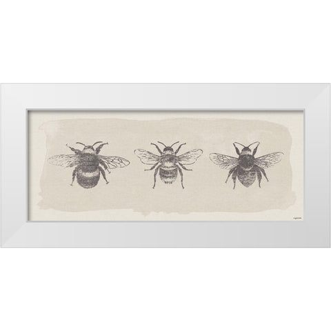 Three Bees White Modern Wood Framed Art Print by Brown, Kyra
