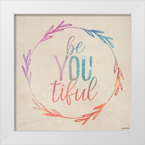 BeYOUtiful White Modern Wood Framed Art Print by Brown, Kyra