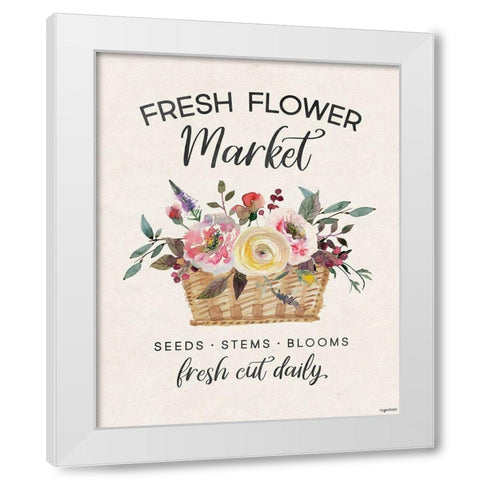 Flower Market White Modern Wood Framed Art Print by Brown, Kyra