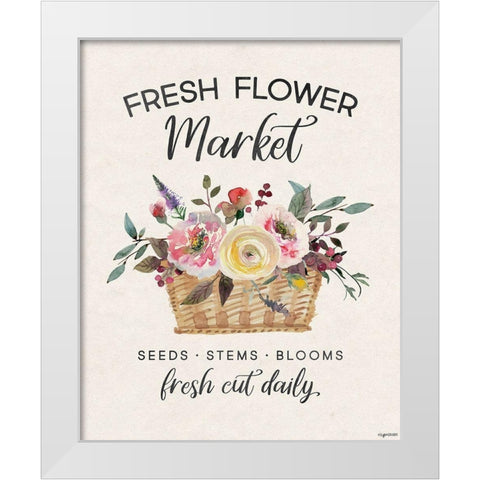 Flower Market White Modern Wood Framed Art Print by Brown, Kyra