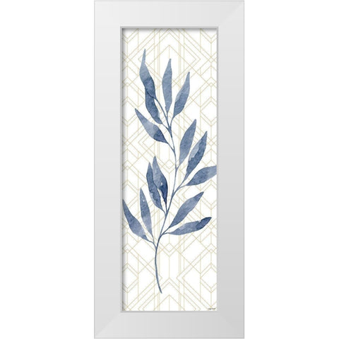 Blue Leaves White Modern Wood Framed Art Print by Brown, Kyra