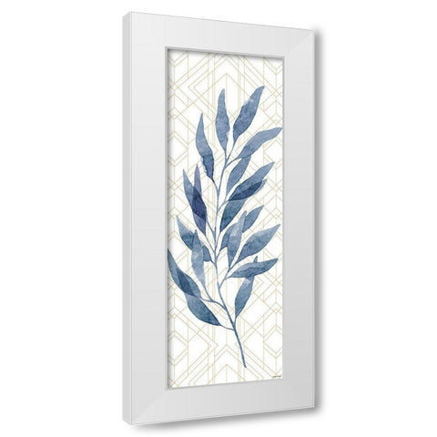 Blue Leaves II White Modern Wood Framed Art Print by Brown, Kyra