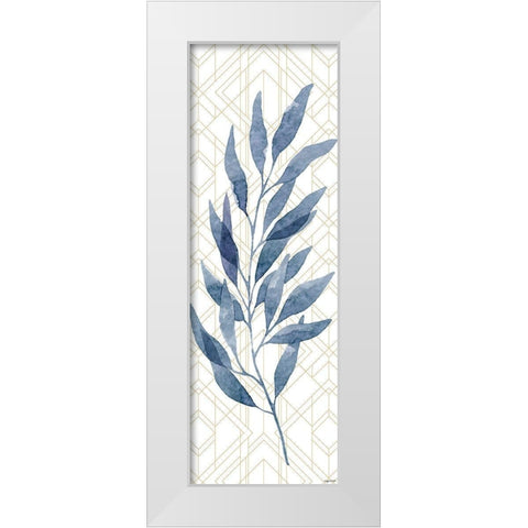 Blue Leaves II White Modern Wood Framed Art Print by Brown, Kyra