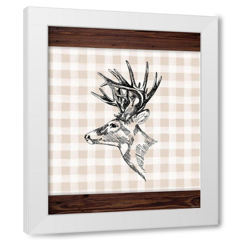 Sketchy Deer White Modern Wood Framed Art Print by Brown, Kyra